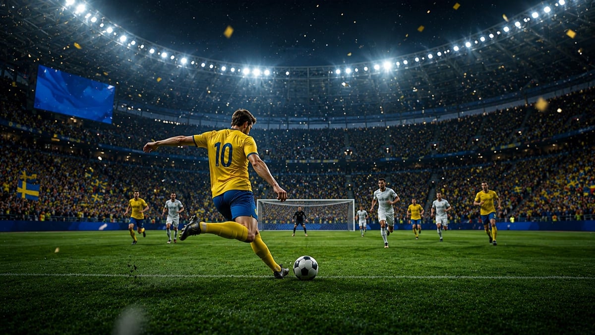 En bild som föreställer Sverige i VM